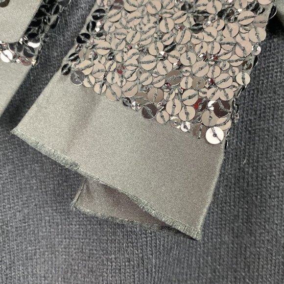 Vintage J.Crew S Silk Sequined Bow Black Sweater Vest Shell Cashmere Wool - Picture 6 of 12